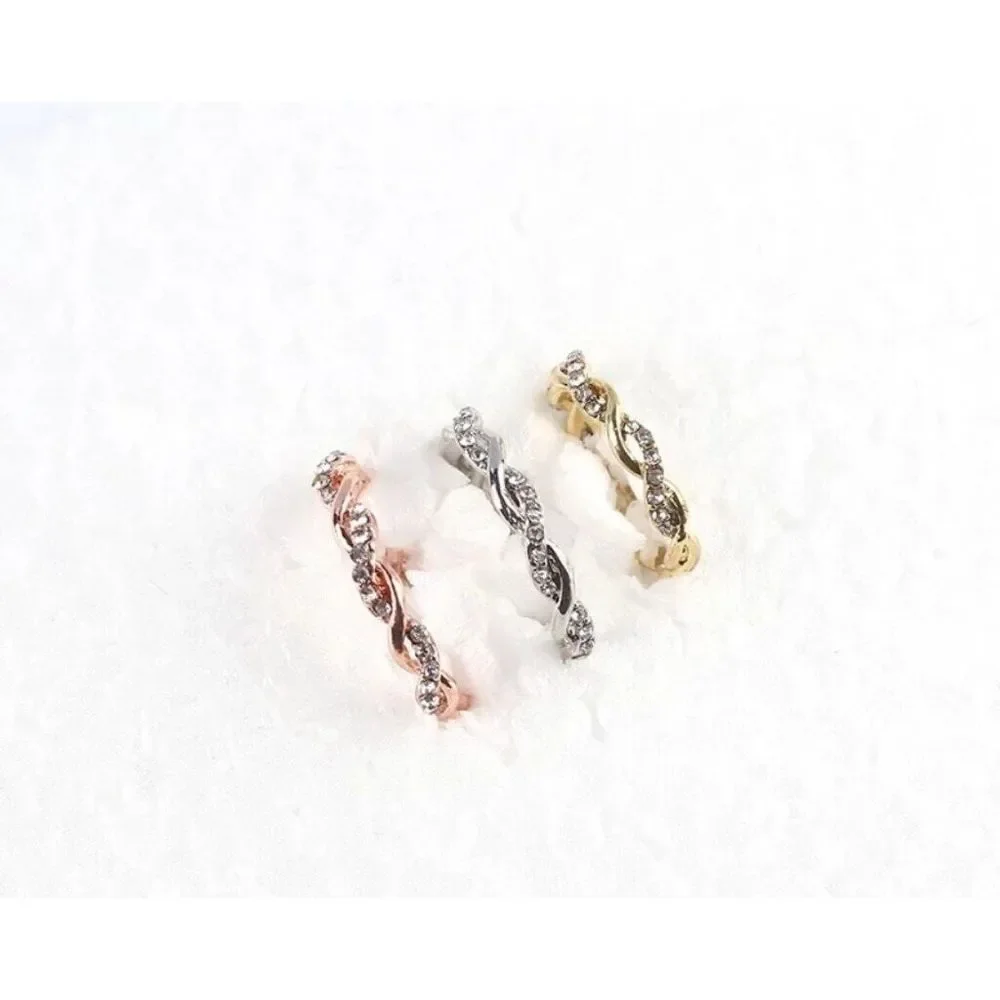 NEW 14k Gold Plated S925‎ Simulated Diamond Eternity Stacking Band Ring, Size 7